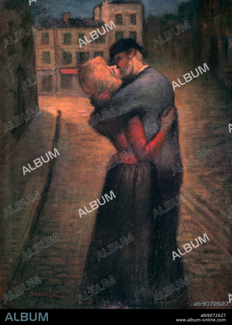 The Kiss', c1879-1923. Artist: Theophile Alexandre Steinlen. Theophile Alexandre Steinlen (1859-1923) was a Swiss-born French Art Nouveau painter and printmaker.