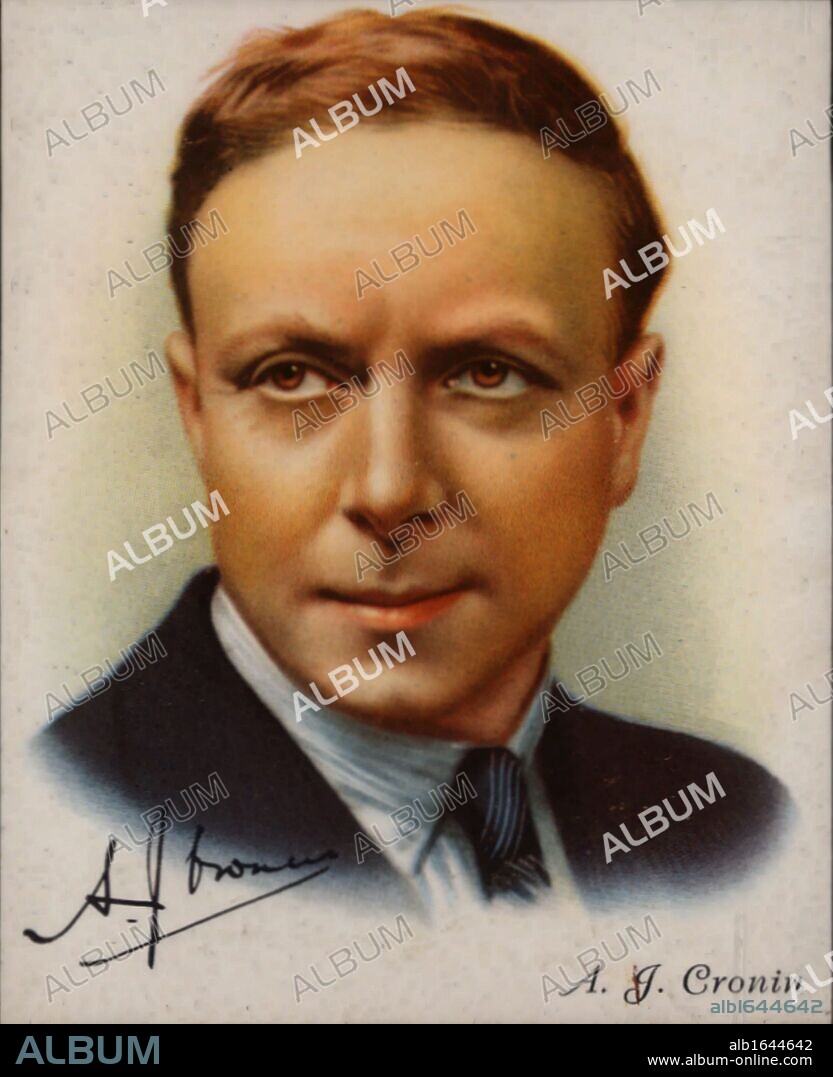 Archibald Joseph (AJ) Cronin (1896-1981) Scottish novelist. Graduated in medicine, 1919, and practiced until 1930. Cronin had success with novels drawn from his medical experiences, particularly "The Citadel" (1937) and "The Keys of the Kingdom" (1941).  From a series of cards of "Famous British Authors" (London, 1937).  (Photo by: Universal History Archive/UIG via Getty Images).