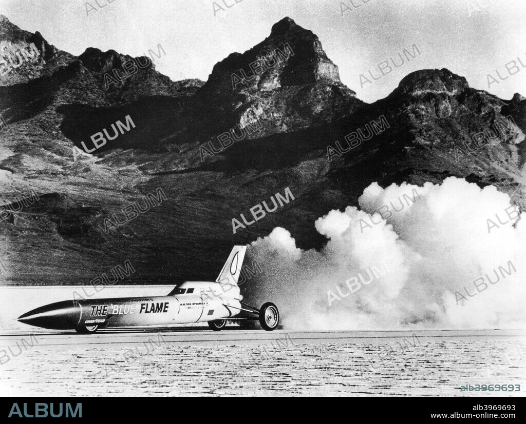 'Blue Flame' rocket-powered car, c1970. Gary Gabelich set a Land Speed Record of 622.407 mph in this car at Bonneville Salt Flats, Utah, USA in 1970. It is the only rocket-powered car to date that has held the record. This record stood until Richard Noble's 'Thrust 2' broke it in 1983.