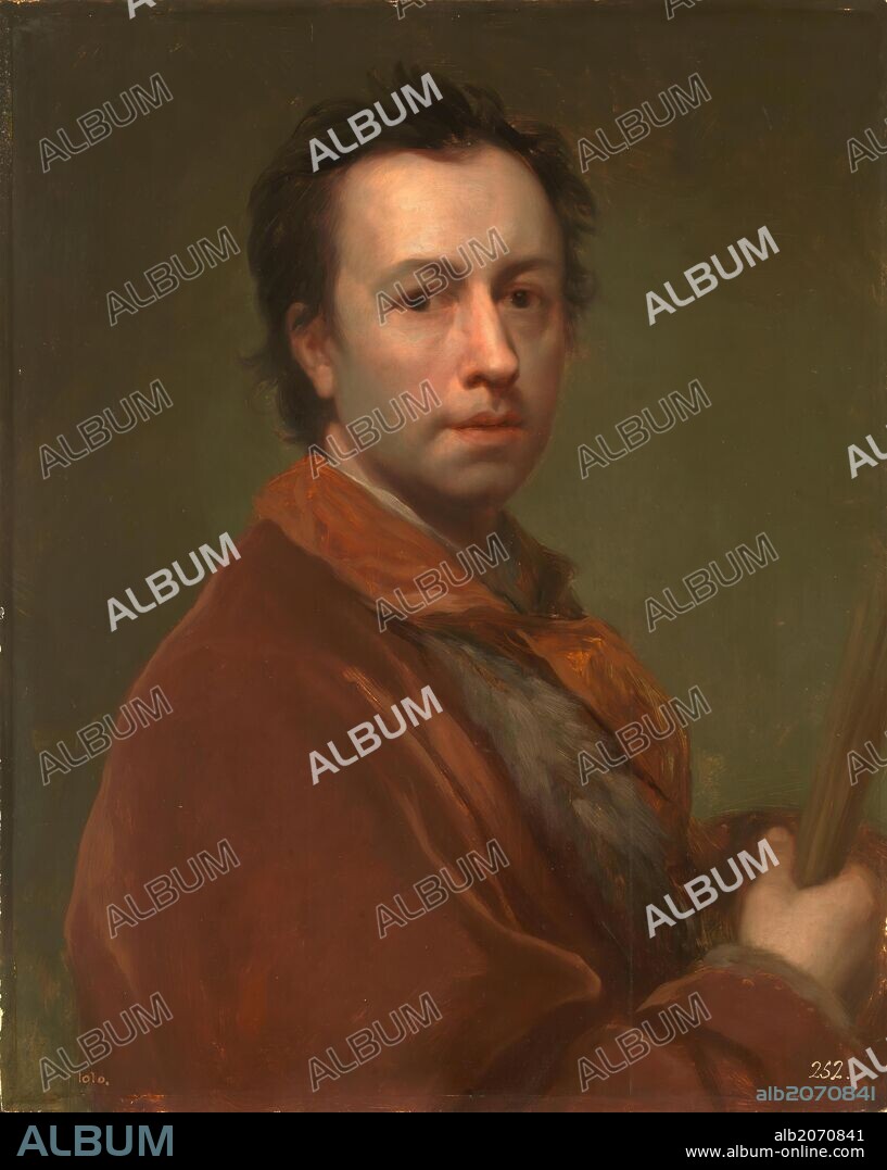 ANTON RAPHAEL MENGS. Anton Rafael Mengs / 'Autorretrato', 1761-1765, Escuela Alemana, Óleo sobre Tabla, 63 cm x 50 cm, P02197.