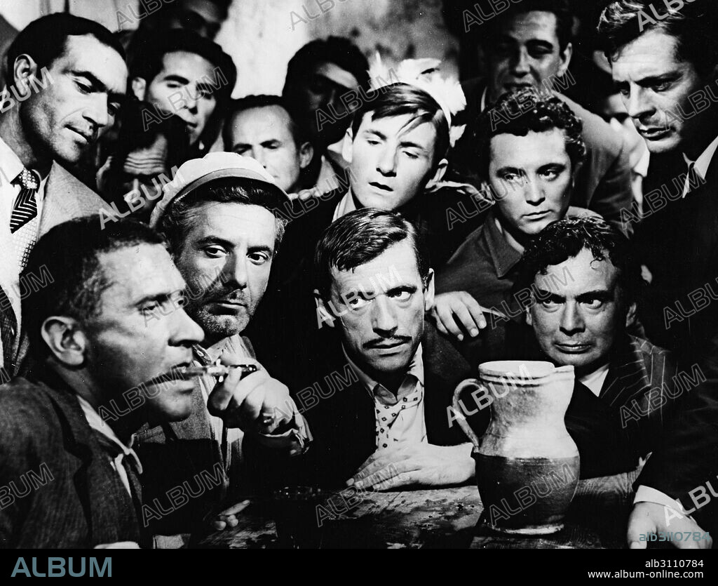 MARCELLO MASTROIANNI and YVES MONTAND in THE LAW, 1959 (LA LEGGE), directed by JULES DASSIN. Copyright M.G.M.