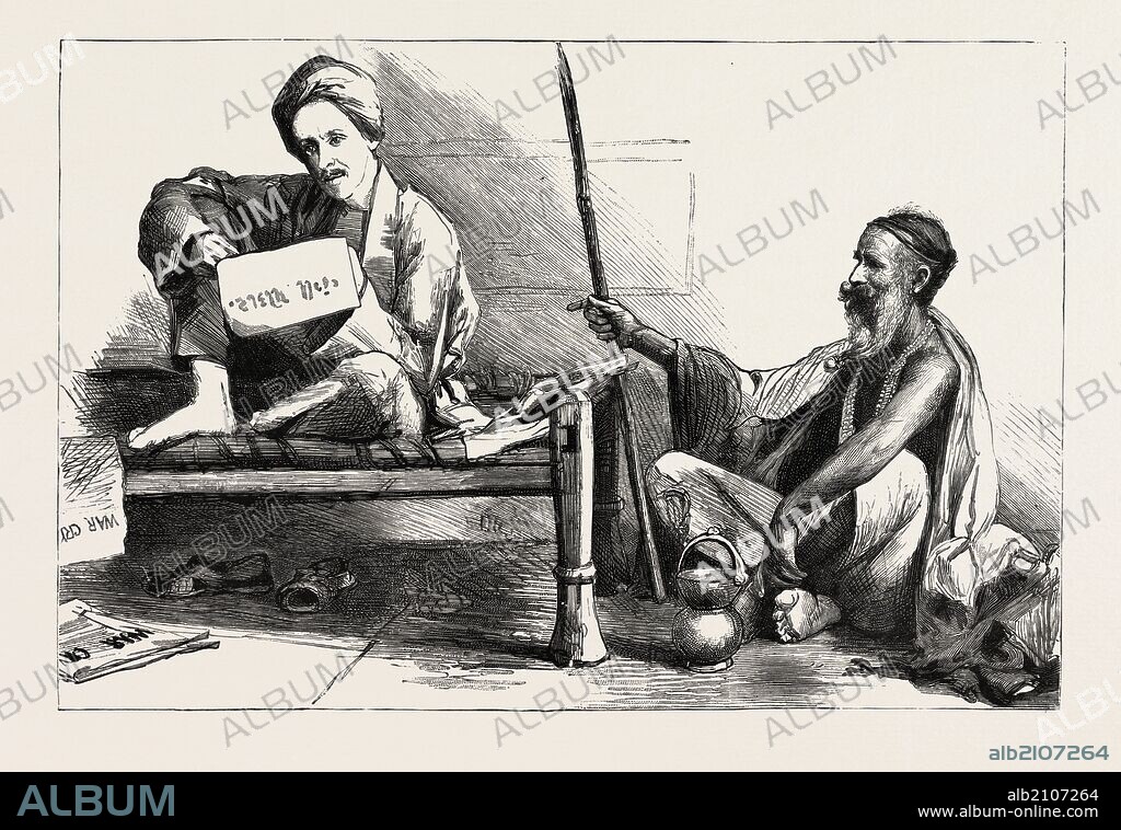 THE INDIAN FAKIR AND HIS MODERN IMITATOR MAJOR TUCKER, OF THE SALVATION ARMY, engraving 1884.