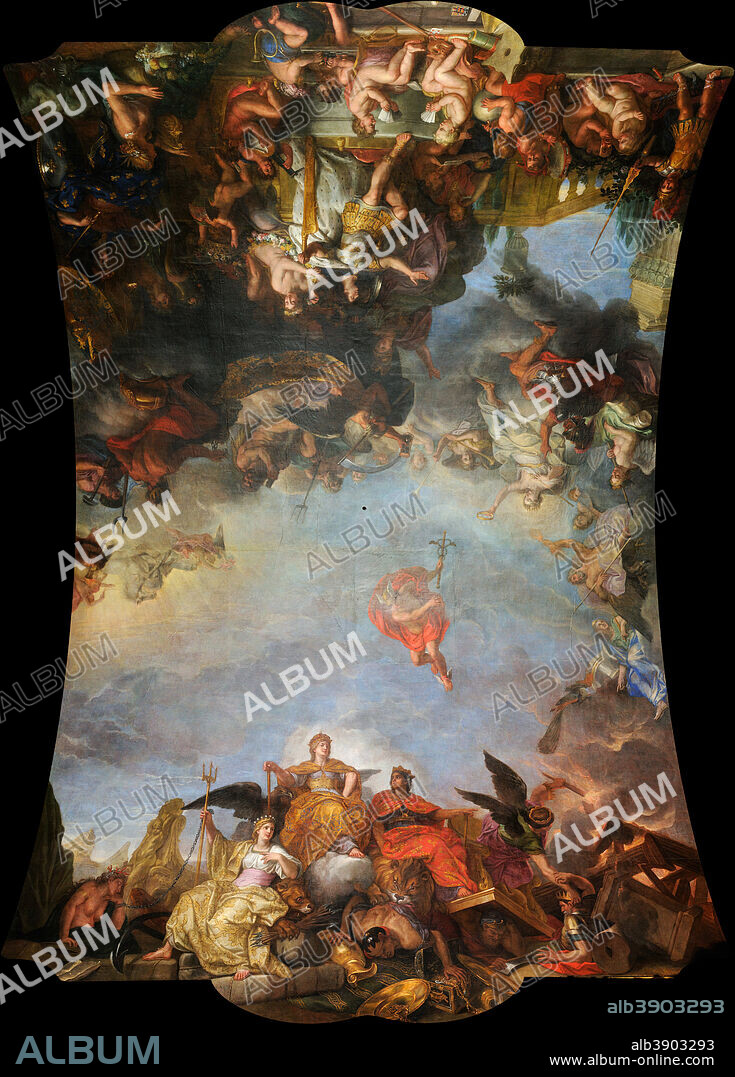 CHARLES LE BRUN. Le Roi gouverne par lui-même, 1661 / The King governs by himself, 1661. Date/Period: From 1681 until 1684. Painting. Backed canvas. Height: 800 cm (26.2 ft); Width: 500 cm (16.4 ft).