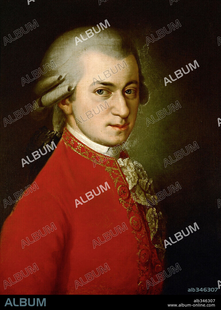 Austrian composer Wolfgang Amadeus Mozart. Painting by Barbar Krafft. 1819.