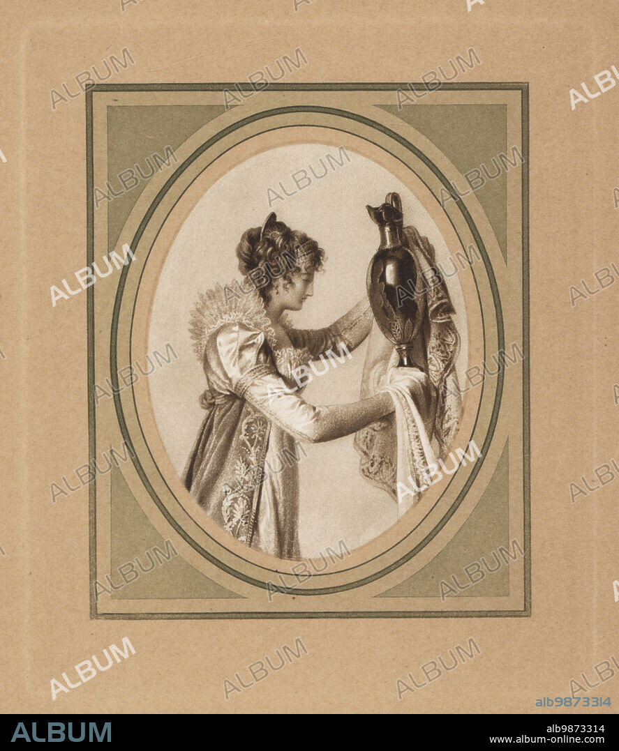 Madame D, or Madame Duchatel, Marie Antoinette Adèle Duchâtel, née Papin, 1782-1860. Mistress of Emperor Napoleon Bonaparte in 1804. Wife of Comte Charles Jacques Nicolas Duchâtel, a courtier 30 years her senior. Drawn by Jean-Baptiste Isabey. Mezzotint by Michel Manzi and Maurice Joyant from Frederic Massons Napoleon et les Femmes, Napoleon and the Fair Sex, Goupil, Paris, 1906.