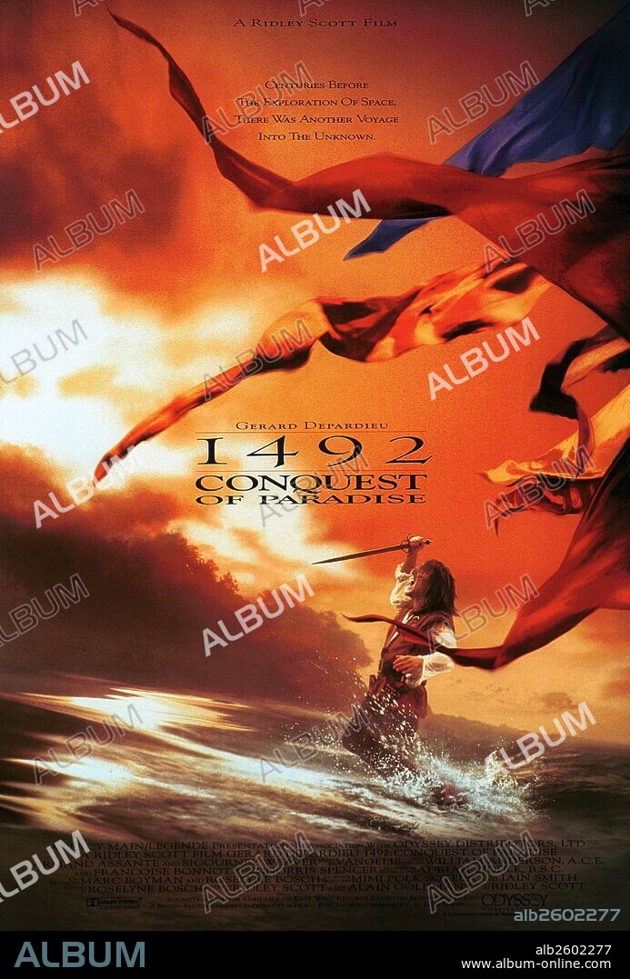 Poster de 1492: LA CONQUISTA DEL PARAÍSO, 1992 (1492: CONQUEST OF PARADISE), dirigida por RIDLEY SCOTT. Copyright DUE WEST-LEGEND-CYRK.