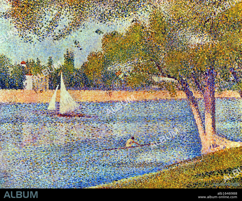 The Seine at La Grande Jatte' 1888. Oil on canvas. Georges Seurat (1859-1891) French Post-Impressionist painter. France Water River Seine Rower Boat Sail Summer.