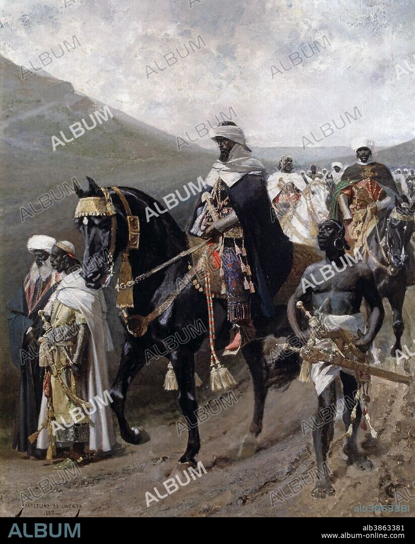 BOABDIL. ULTIMO REY NAZARI . 1485 - 1492. OLEO DE MARCELINO UNCETA , AÑO 1885. " EL SUSPIRO DEL MORO ". MUSEO BELLAS ARTES . ZARAGOZA. SFGP / © KORPA.