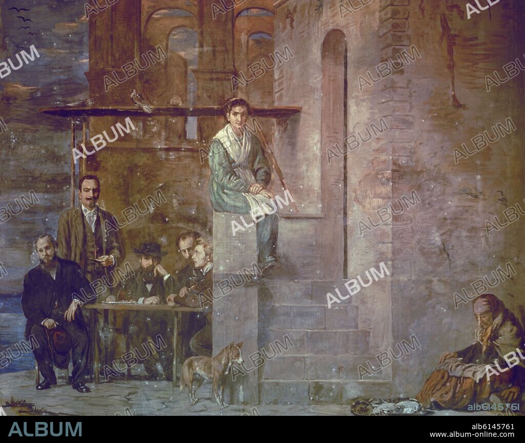 HANS VON MAREES. LA PERGOLA - 1873 - FRESCO - PINTURA ALEMANA EN ITALIA.