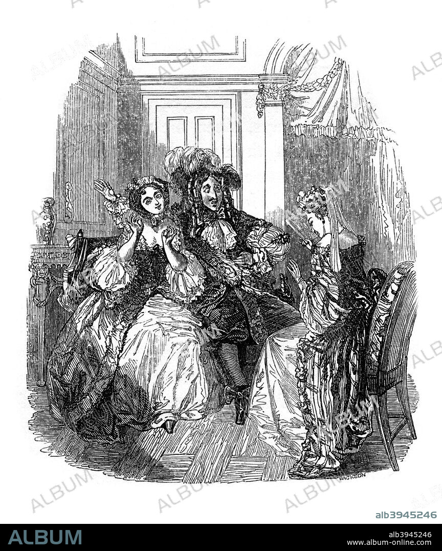 A scene from Les Precieuses Ridicules by Moliere, (1833). Les precieuses were witty and educated intellectual ladies who frequented the salon of the marquise de Rambouillet. They inspired Moliere's Les Precieuses Ridicules (1659), a comedy of manners.