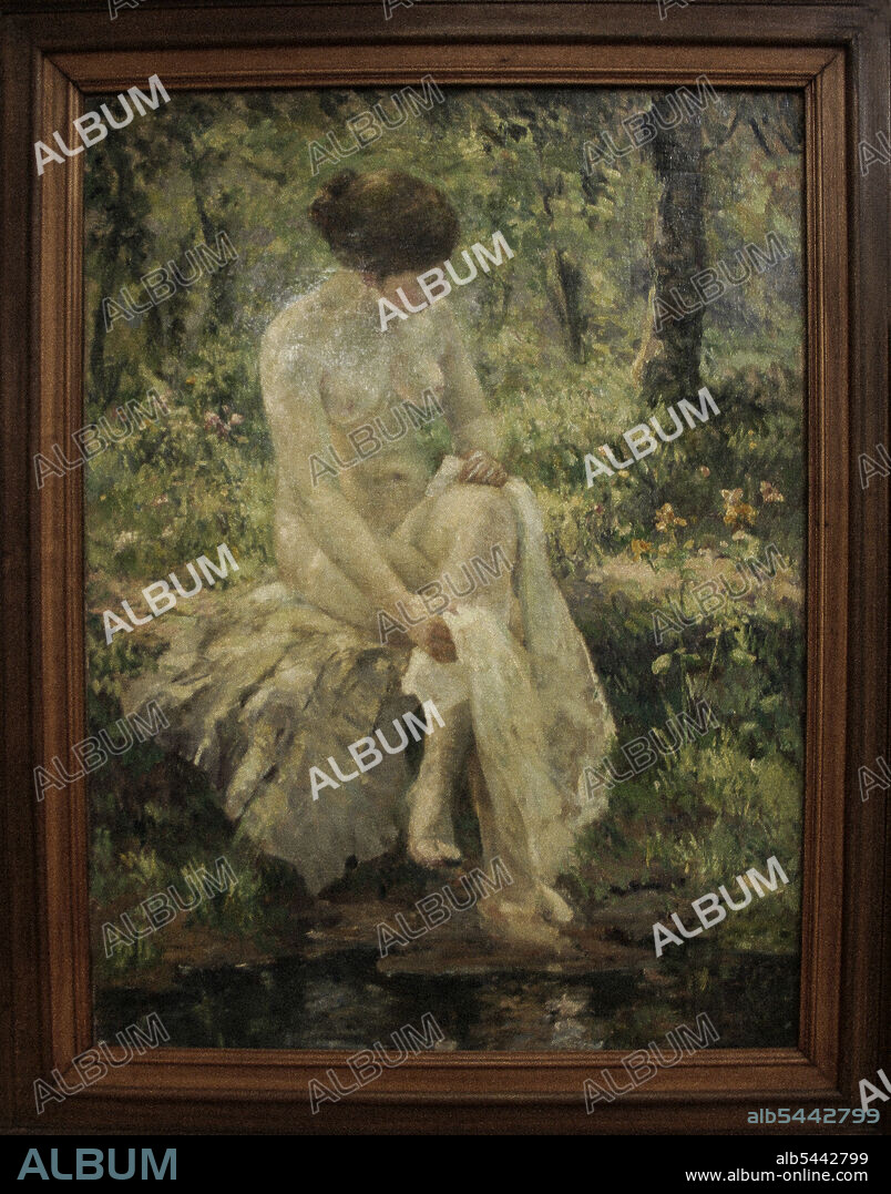 Zagreb, Croatia, Republika Hrvatska, Europe. Mimara Museum (Muzej Mimara). Pierre-Auguste Renoir (1841-1919), recto Woman Bathing ca.1868-1869, oil on canvas; verso, Girl Praying, ca. 1864, oil on canvas.