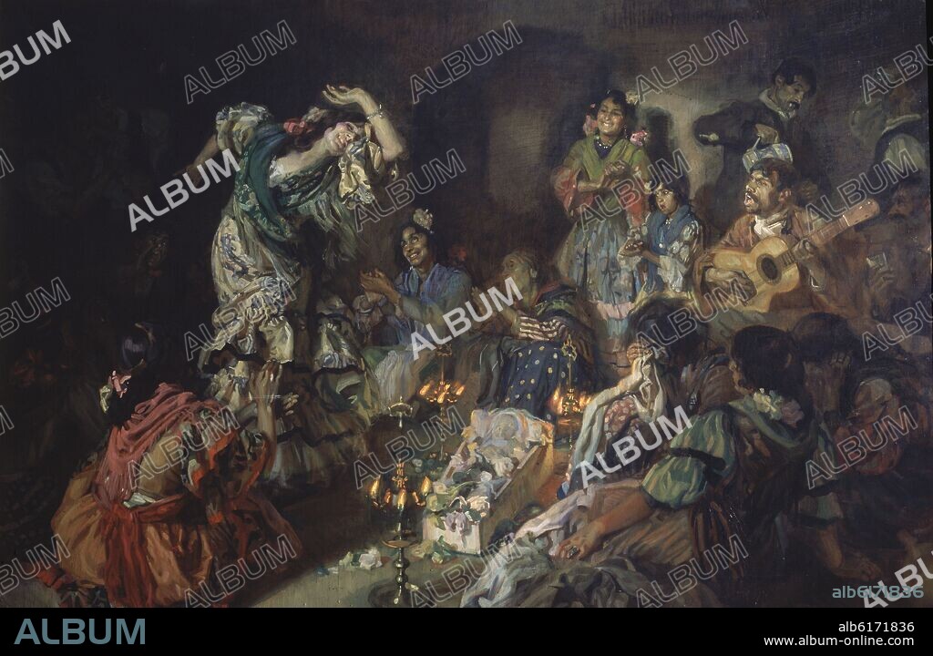 JOSE MARIA LOPEZ MEZQUITA (1883-1954). EL VELATORIO - 1910 - 200x300 CM - MEDALLA DE ORO DE LA EXPOSICION NACIONAL DE 1910.