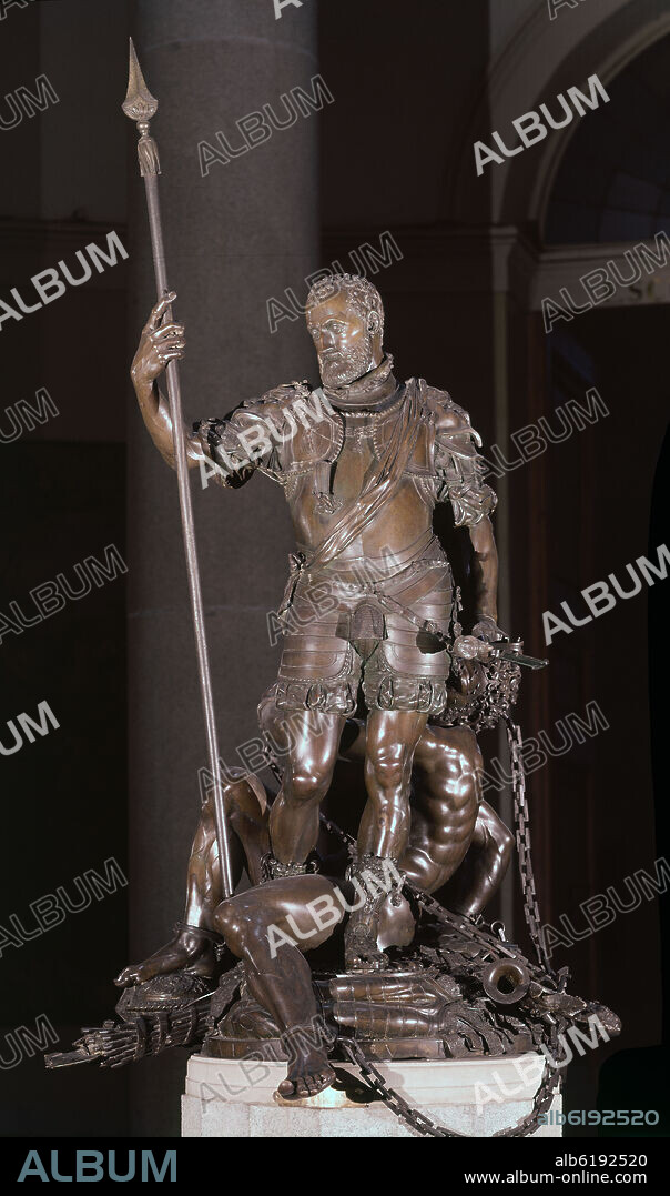 LEONE LEONI (1509-92). CARLOS V DOMINANDO AL FUROR - 1555 - ESCULTURA EN BRONCE - MANIERISMO ITALIANO.