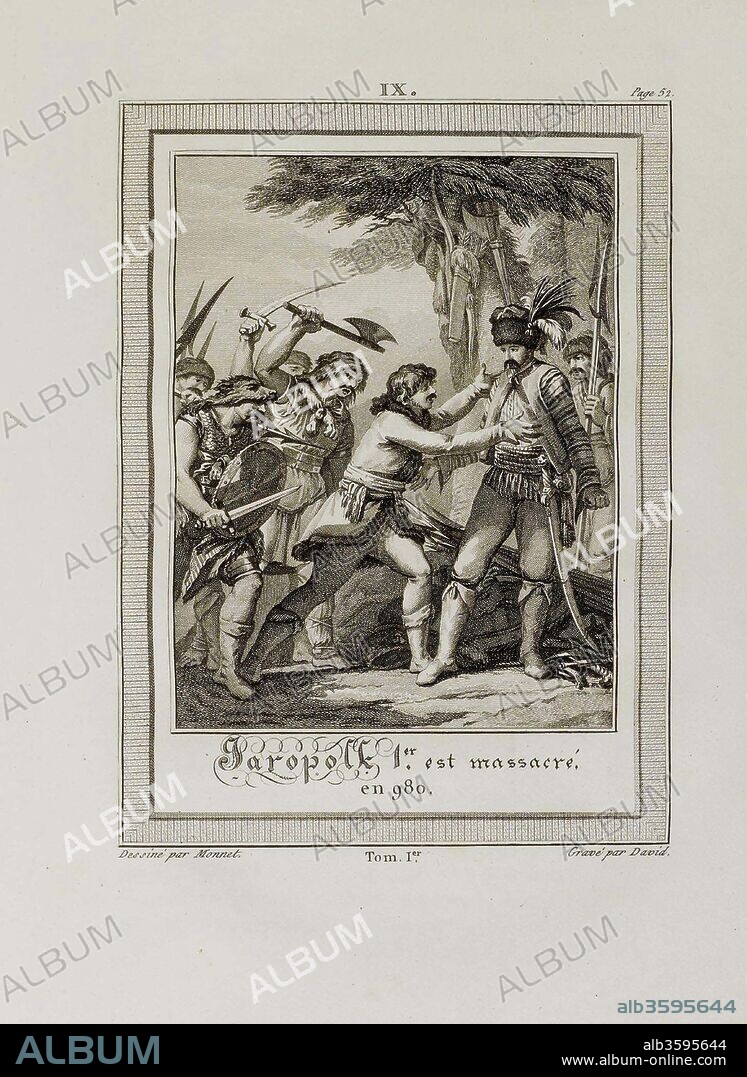 FRANçOIS-ANNE DAVID. The Death of Yaropolk Svyatoslavich. 980 (From "Histoire de Russie" by Blin de Sainmore).