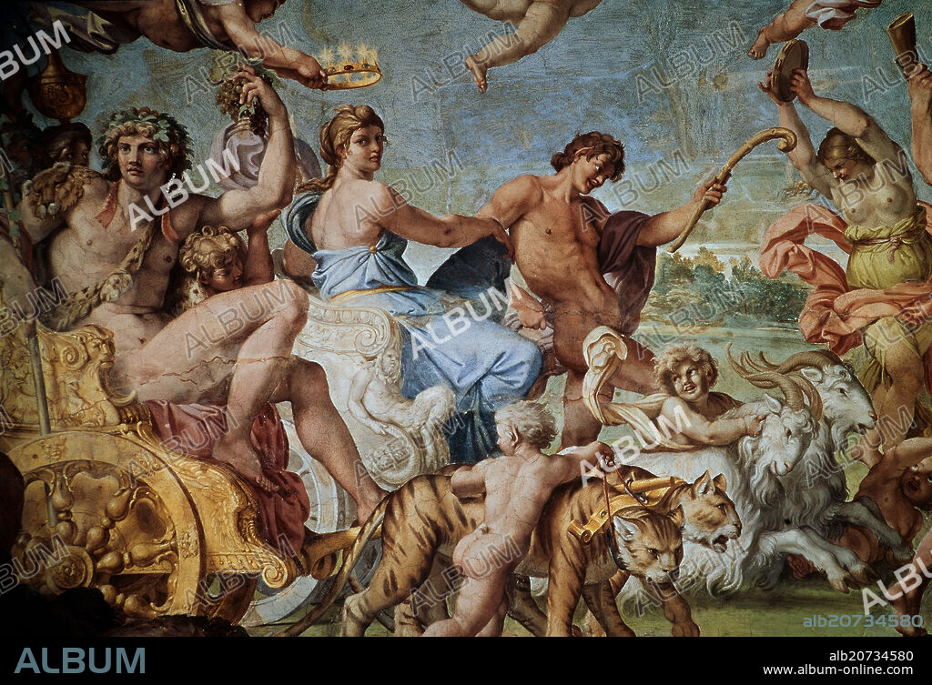 ANNIBALE CARRACCI (1560-1609). TRIUNFO DE BACO Y ARIADNA - 1597-1600 - BARROCO ITALIANO - FRESCOS DECORATIVOS DE LA GALERIA FARNESIO.