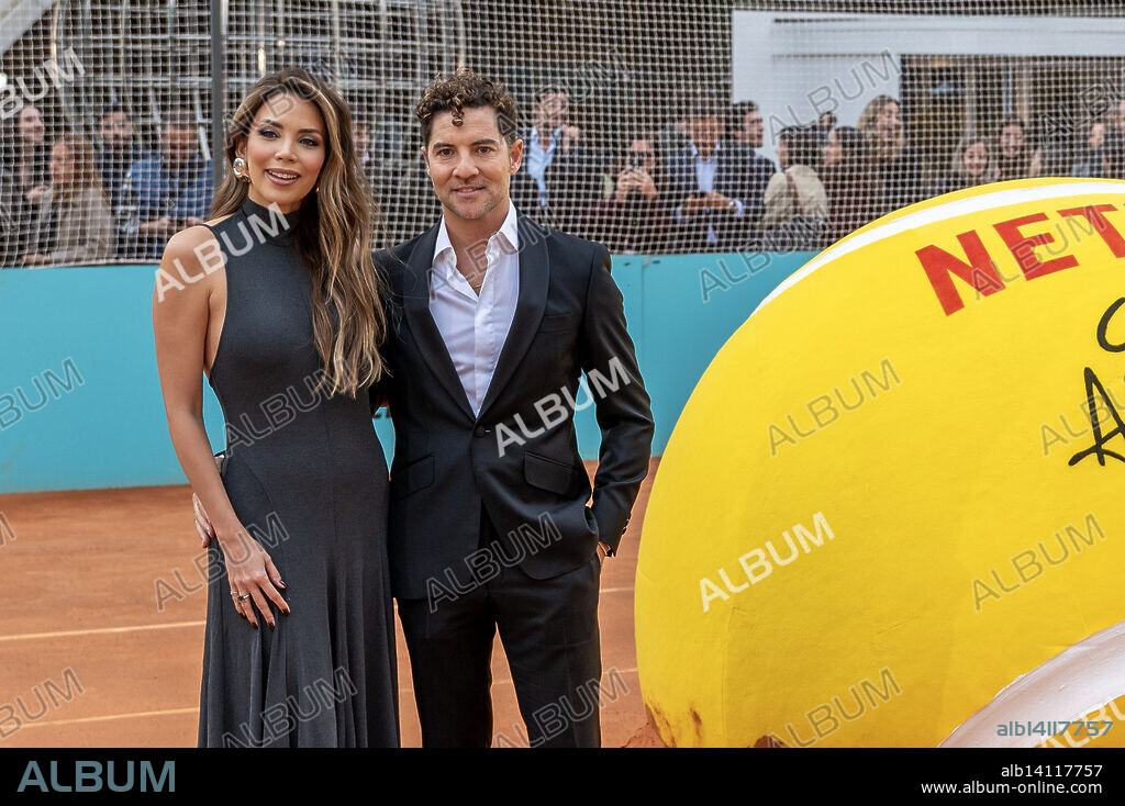 DAVID BISBAL, Rosanna Zanetti and ROSANNA ZANETTI AND DAVID BISBAL. April 22, 2025, Madrid, Madrid, Spain: DAVID BISBAL and ROSANNA ZANETTI poses during the photocall prior to the Netflix Film presentation of âCARLOS ALCARAZ: A MI MANERAâ outside the Torre Picasso on April 22, 2025, in Madrid, Spain. (Credit Image: © Oscar Manuel Sanchez/ZUMA Press Wire).