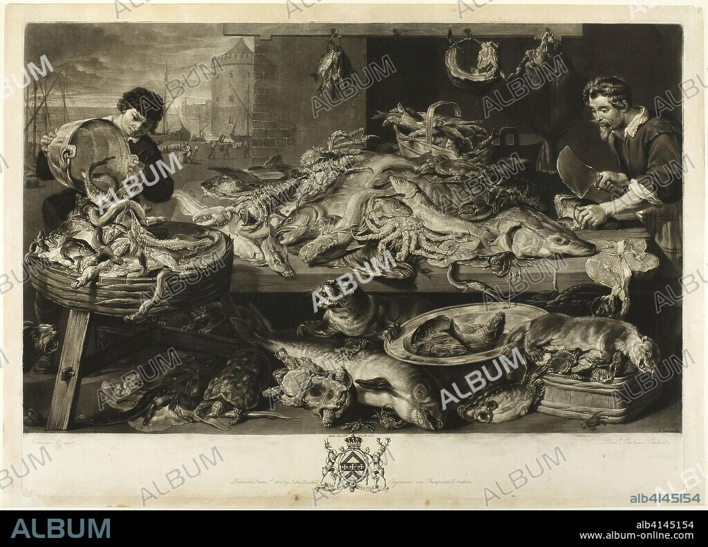 A Fish Market. Richard Earlom (British, 1743-1822); after Frans Snyders (Flemish, 1579-1657). Date: 1782. Dimensions: 444 × 614 mm. Mezzotint on paper. Origin: England.