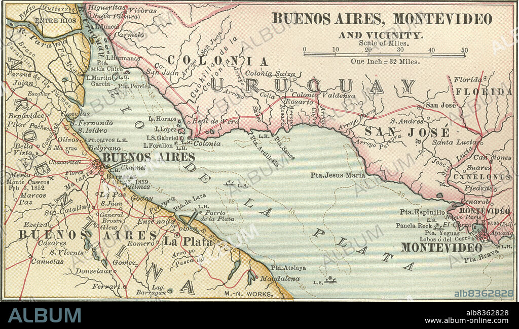 Map of Buenos Aires and Montevideo.