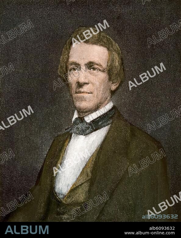 Alfred Vail. Handcolored engraving of a 19thcentury portrait.
