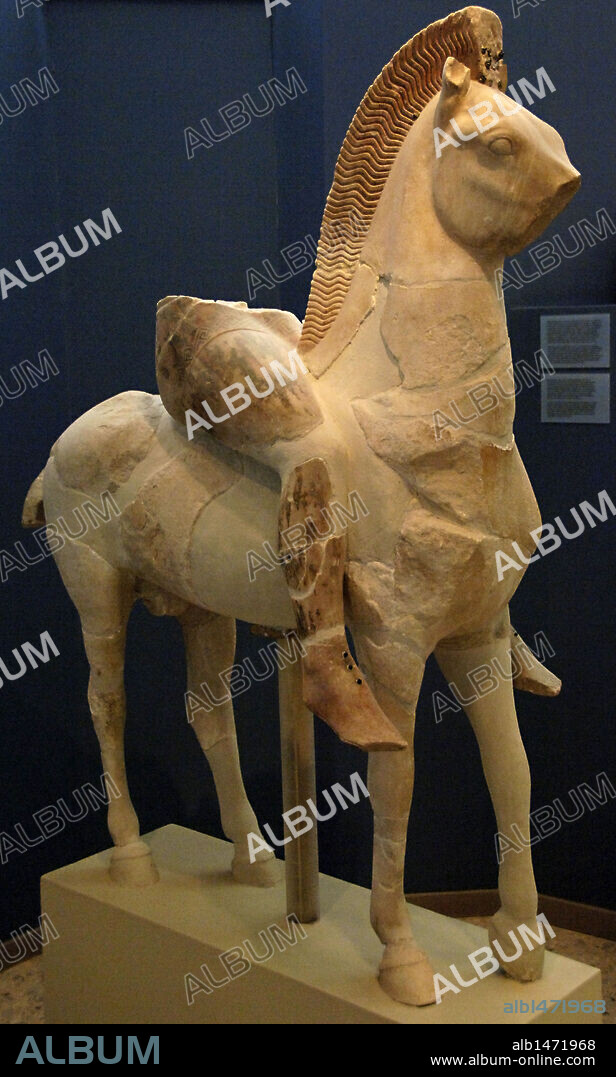GREEK ART. VI B.C. GREECE. Persian rider in parian marble. Dated in 520 b.C. Acropolis Museum. Athens. Greece ..