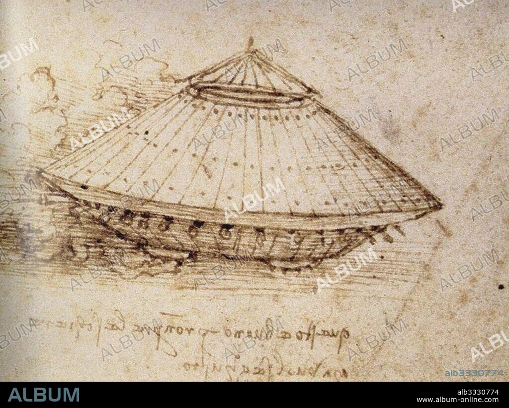 LEONARDO DA VINCI. Drawing of an armoured tank.