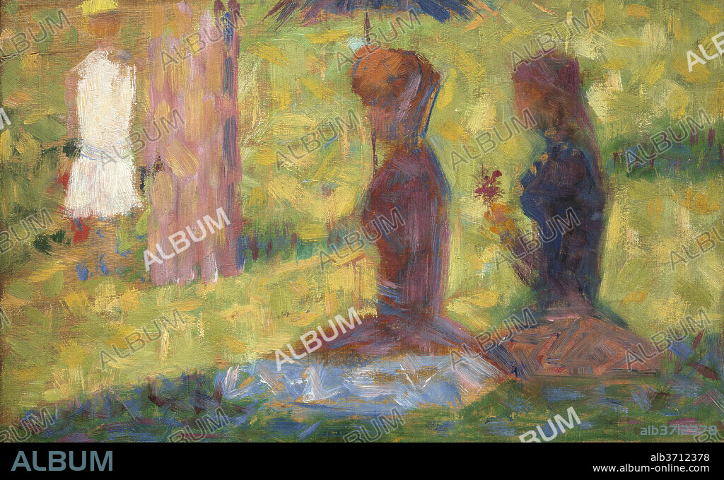 GEORGES SEURAT. Study of Figures for "La Grande Jatte". Dated: 1884/1885. Dimensions: overall: 15.24 × 24.13 cm (6 × 9 1/2 in.). Medium: oil on wood.