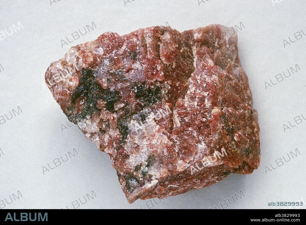 Pegmatite, an igneous rock with large, well-formed mineral crystals.