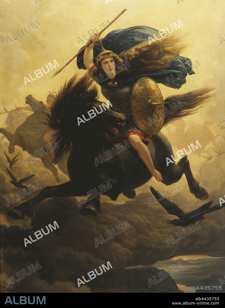 Peter Nicolai Arbo, Valkyrie, Valkyria, painting, 1865, Oil on canvas, Height, 263 cm (103.5 inches), Width, 203 cm (79.9 inches), Signed, P.N, Arbo Norv, Paris.