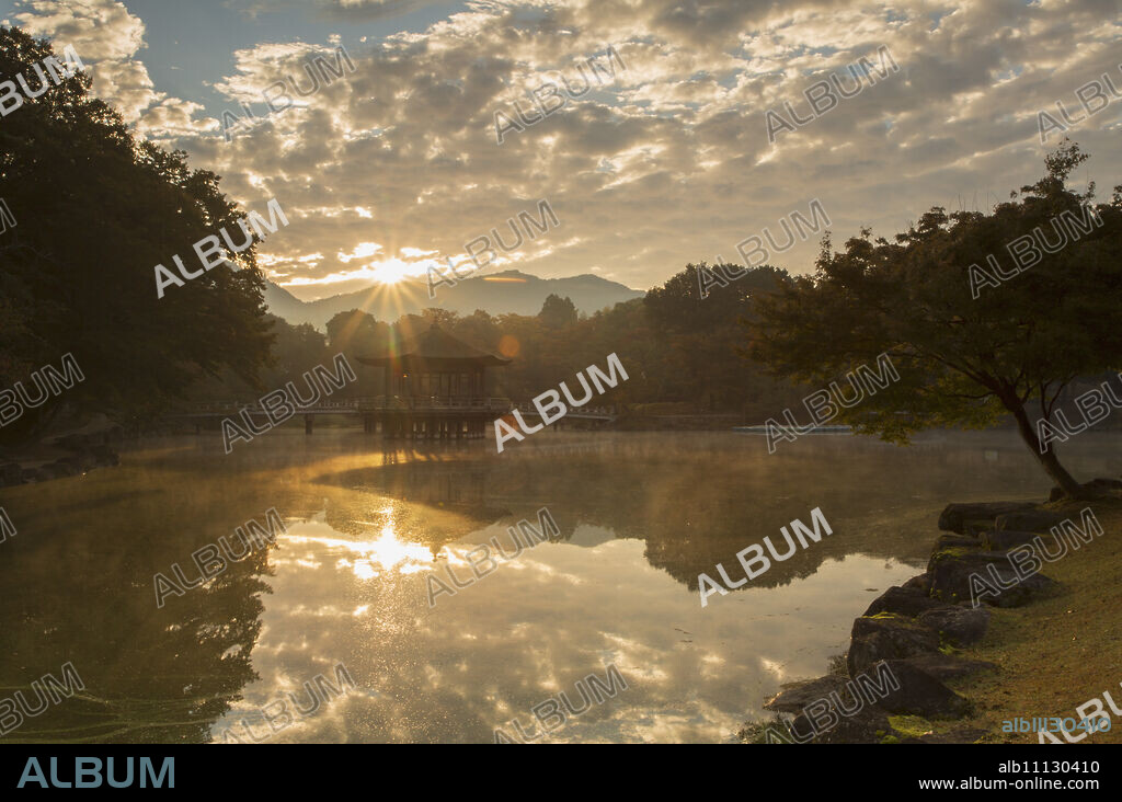 Ukimido Pavilion in Nara Park at dawn, Nara, Kansai, Japan, Asia.