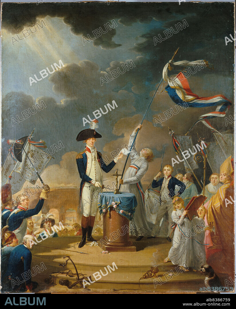 JACQUES LOUIS DAVID. The Oath of Lafayette, at the Fete de la Federation, July 14, 1790, 1791.