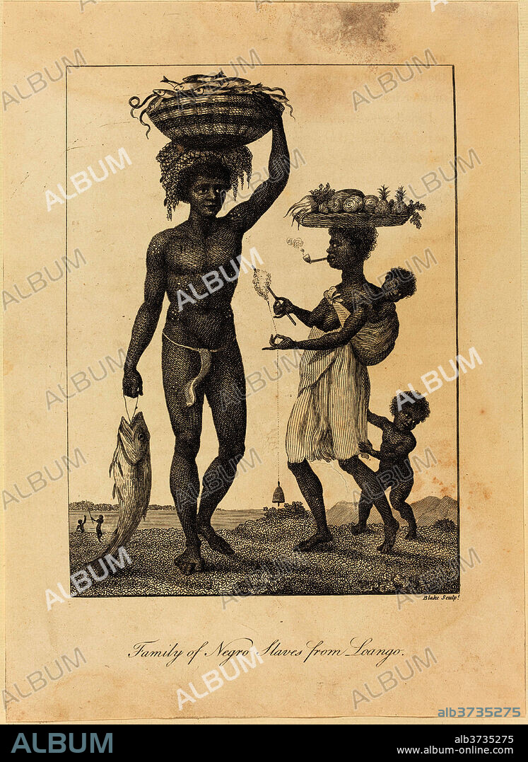 WILLIAM BLAKE AFTER JOHN GABRIEL STEDMAN. Family of Negro Slaves from Loango. Dated: 1793. Medium: engraving.
