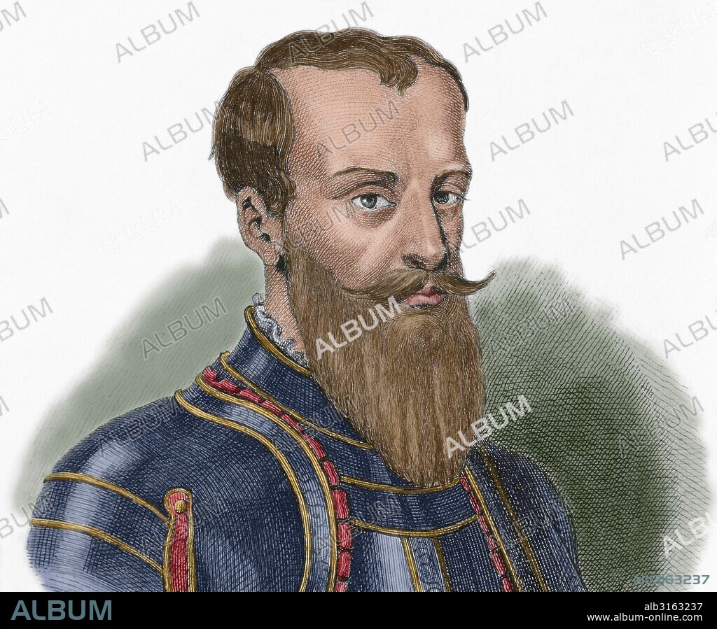 CHODKIEWICZ, Jan Karol (1560-1621). General polaco que en 1619 conquistó Moscú y consiguió la paz con Moscovia. En 1620 luchó contra Turquía. Grabado del siglo XIX. Coloreado.