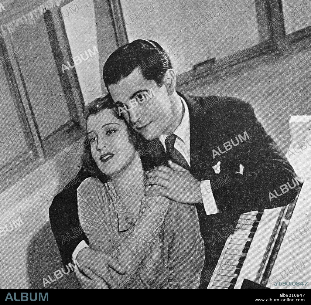 Film still from 'The Cat and the Fiddle' starring Ramon Novarro, Jeanette MacDonald, Frank Morgan, and Charles Butterworth.