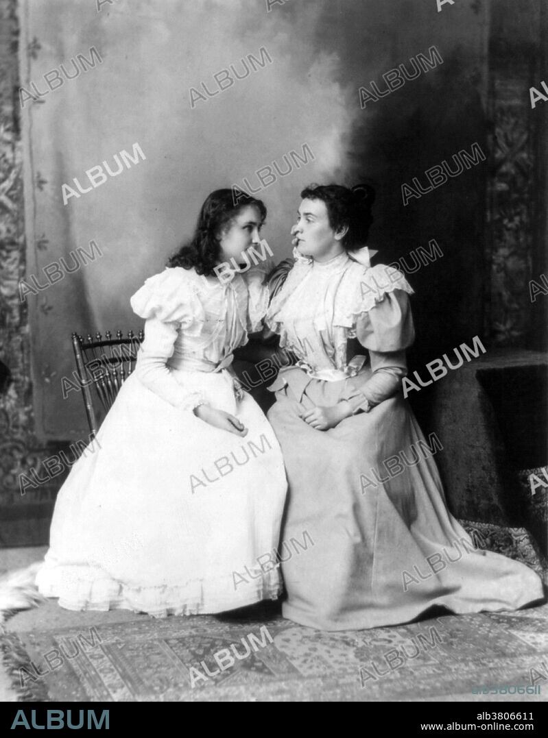 Helen Keller and Anne Sullivan, 1897. Helen Adams Keller (June 27, 1880 - June 1, 1968) was an American author, political activist, and lecturer. She was 19 months old when she contracted an illness, which might have been scarlet fever or meningitis, that left her deaf and blind. In 1887 Anne Sullivan became Keller's instructor. In 1904, at the age of 24, Keller graduated from Radcliffe, becoming the first deaf blind person to earn a Bachelor of Arts degree. A prolific author, Keller was well-traveled, and was outspoken in her anti-war convictions. A member of the Socialist Party of America and the Industrial Workers of the World, she campaigned for women's suffrage, labor rights, socialism, and other radical left causes. In 1920 she helped to found the American Civil Liberties Union (ACLU). She died in her sleep in 1968 at the age of 87. Johanna "Anne" Mansfield Sullivan Macy (April 14, 1866 - October 20, 1936), best known as Anne Sullivan, was an Irish-American teacher best known as the instructor and companion of Helen Keller. She died in 1936, at age 70 after a coma, with Keller holding her hand.