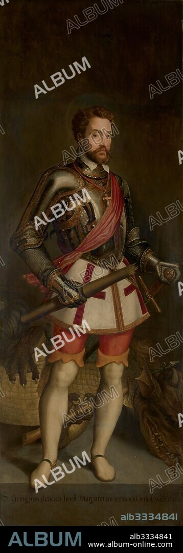 MICHIEL COXCIE (COXIE). Self portrait as Saint George.