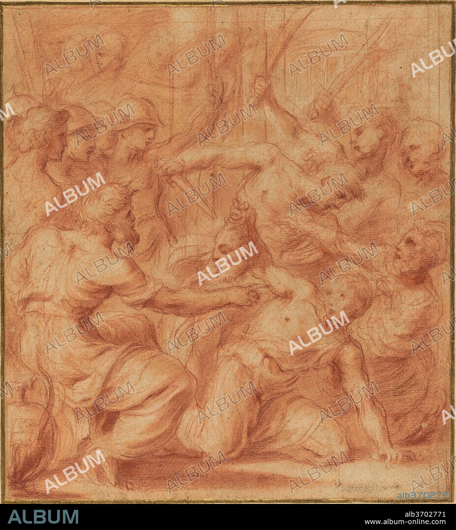 CARLO MARATTA. Judith with the Head of Holofernes. Dimensions: overall: 28.6 x 25.8 cm (11 1/4 x 10 3/16 in.). Medium: red chalk on laid paper.