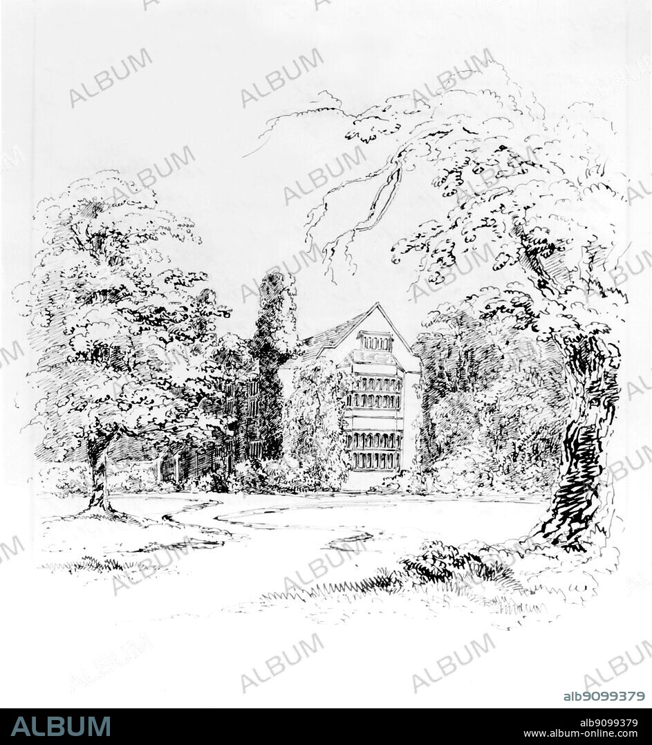 Chawton Great House. Drawing by Anna Lefroy. Collection : Great Grandsons of Admiral Sir Francis Austen. Jane Austen.