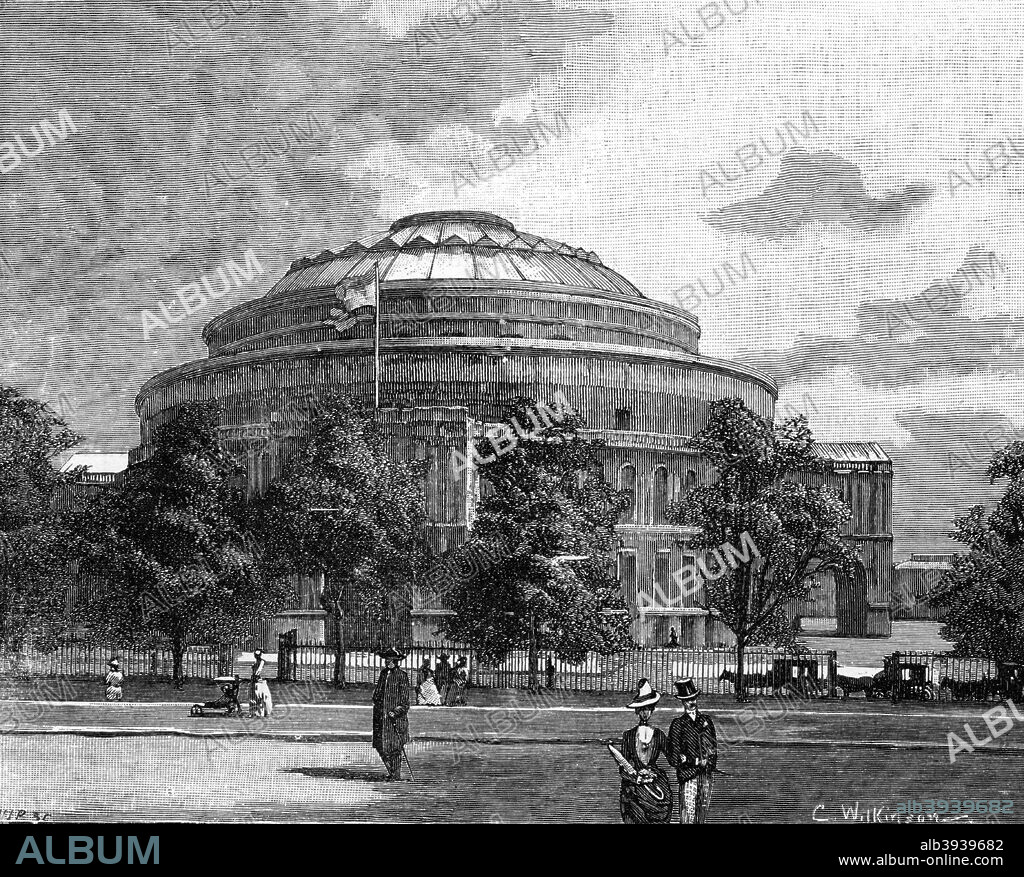 The Royal Albert Hall, Kensington, London, 1900. Concert hall erected by Queen Victoria in memory of her husband, Prince Albert, who died at the age of 42. Illustration from The Life and Times of Queen Victoria by Robert Wilson, Volume IV, (Cassell and Company, London, Paris, New York, Melbourne, 1900).