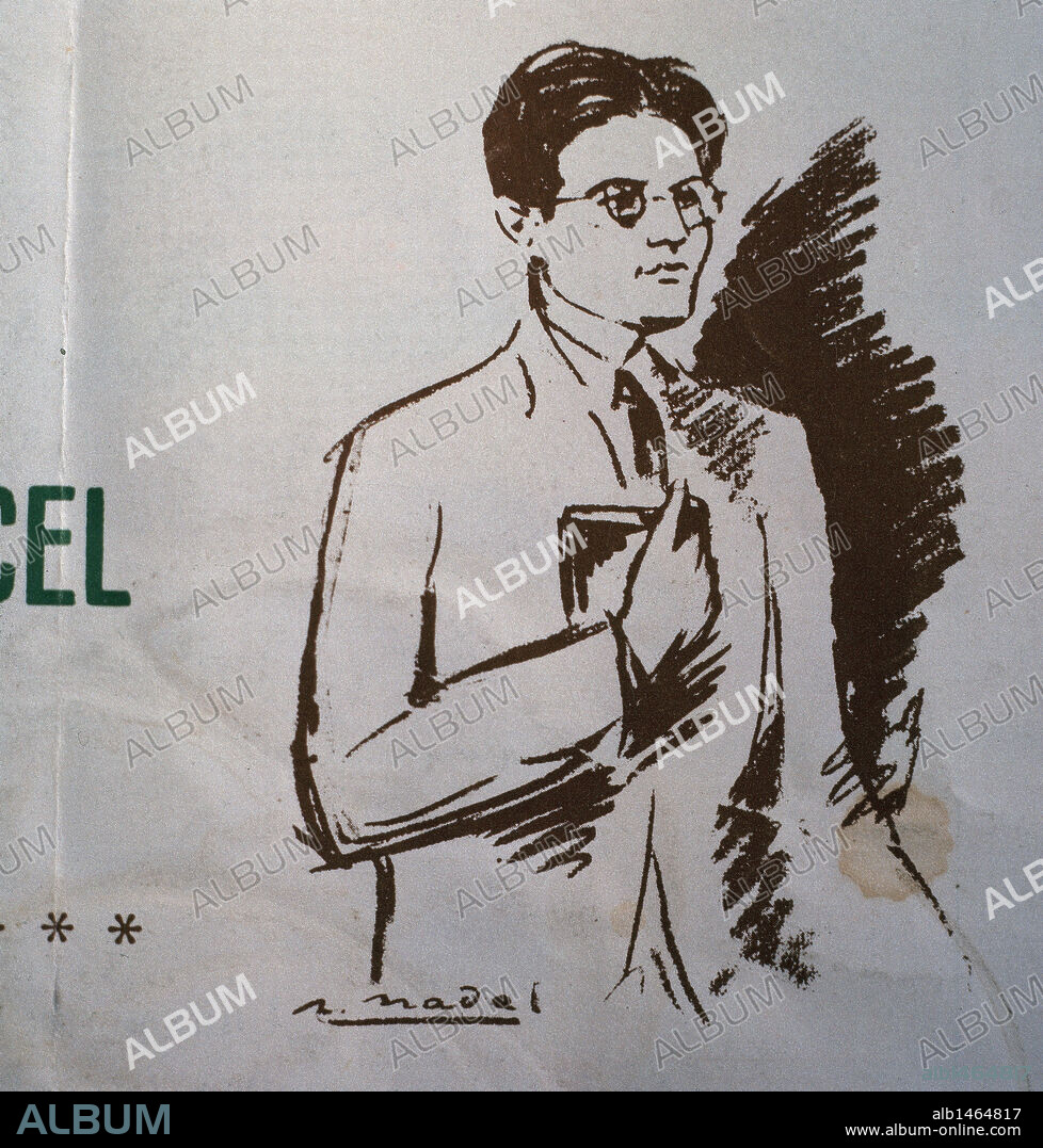 BARTOMEU ROSSELLÓ-PÒRCEL (Ciutat de Palma, 1913-El Bru, Osona, 1938). Poeta y escritor mallorquín, el más destacado de la llamada "Generación del 1936". A título póstumo se publicó su obra "Imitació al Foc" (1938). Retrato realizado por Ramón Nadal.