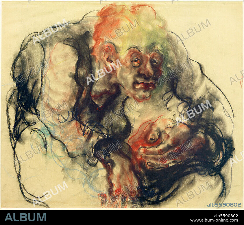 ELFRIEDE LOHSE-WÄCHTLER. Lohse-Wächtler, Elfriede. 1899-1940. "Mann im Nachtrock", um 1930. Pastellkreide auf Papier, 52 × 60,5 cm. Wiesbaden, Sammlung Frank Brabant.