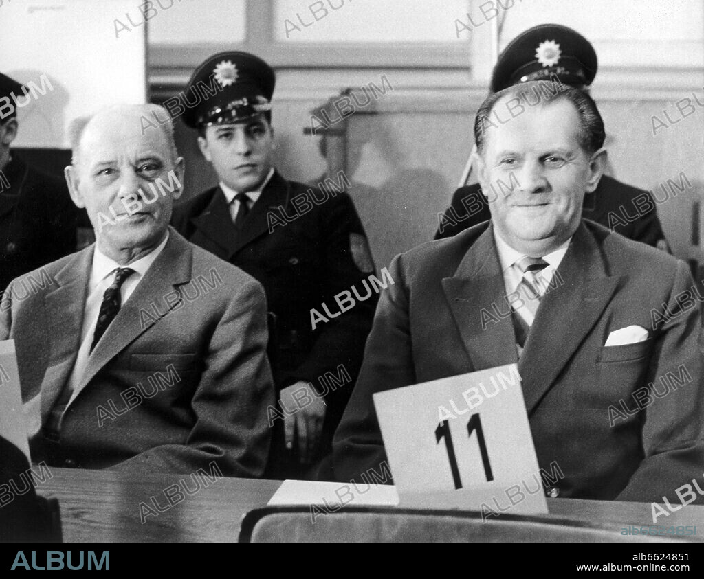 Emit Hantl et Oswald Kaduk. Auschwitz Trial 1964 in Frankfurt on the Main. 03/04/1964