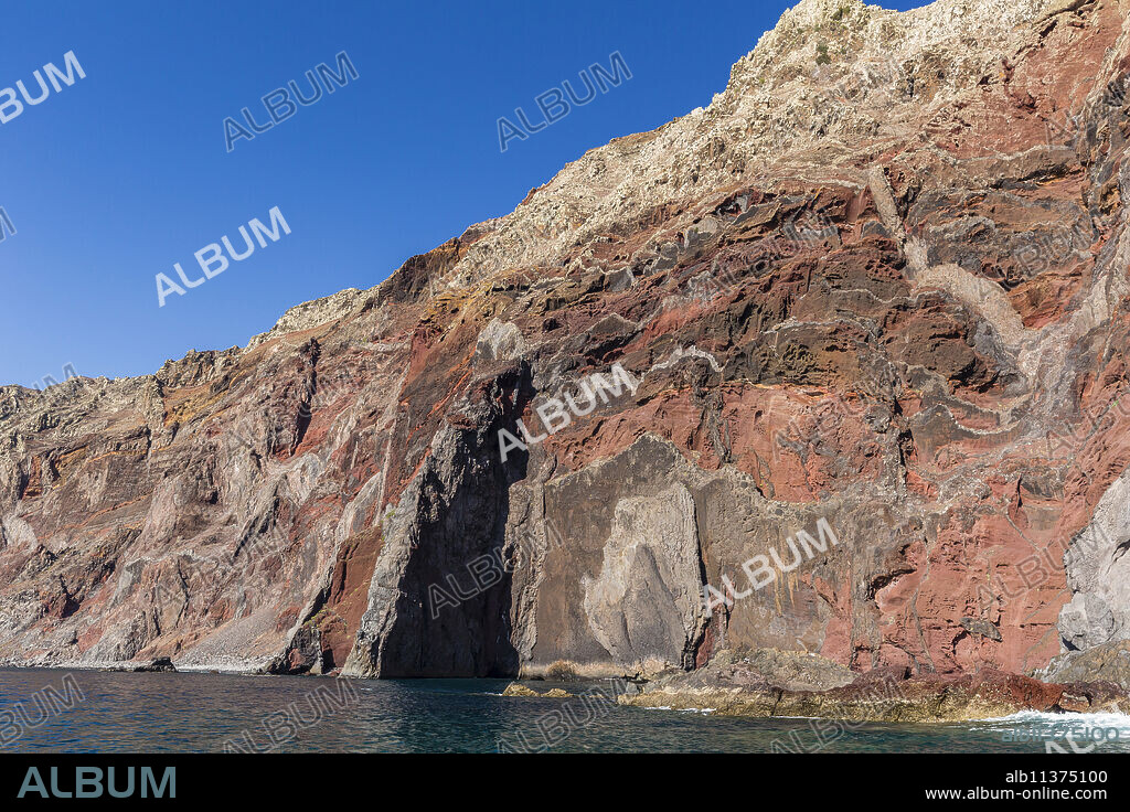 A view of the island of Deserta Grande, in the Ilhas Desertas, near the city of Funchal, Madeira, Portugal, Atlantic, Europe.