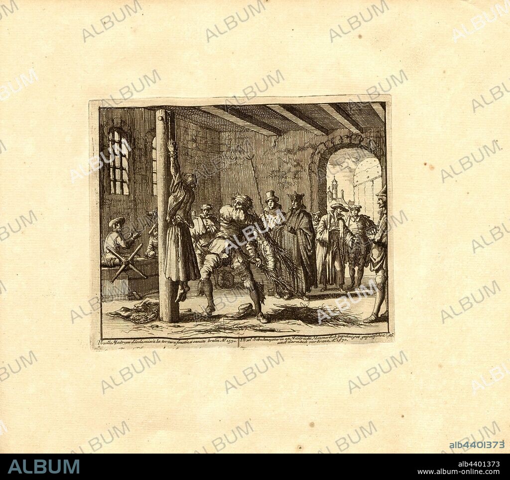 Urselle School teacher, put to torture, whipped, and then burnt, Anno 1570, Parallel title: Ursel Schulmeisterin Maastricht Pained, whipped, and afterwards burned, A nn o 1570, Kupferstich, 85.), S. 179, Luyken, Jan (inv. et fec.), Jan Luyken: Théâtre des martyrs: depuis la mort de J.Christ jusqu'à present: représenté en très belles tailles-douces = Schau-Bühne der Martyrer; gezeichnet und in Kuppfer gestochen. Leyde: chez Pierre Van der Aa, [1711].