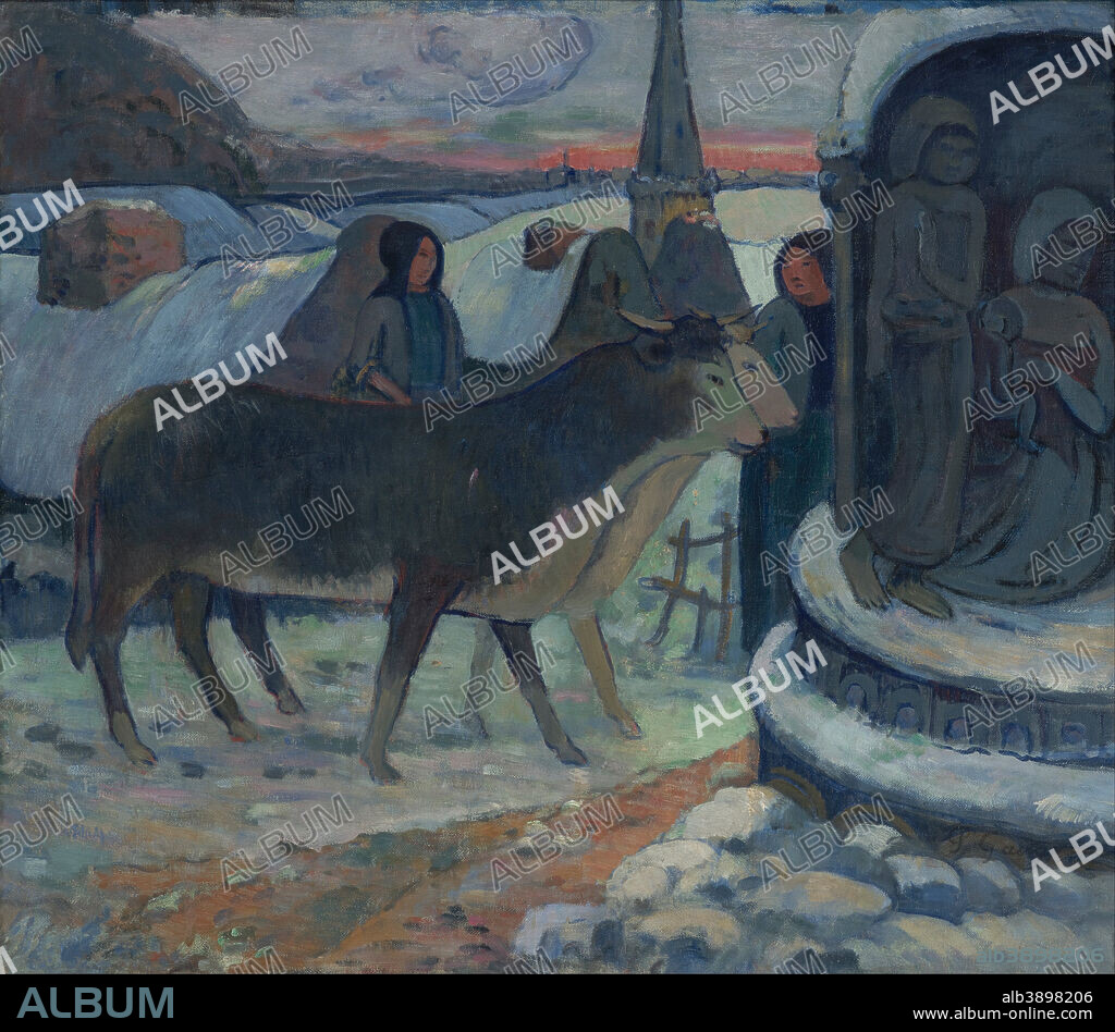 EUGÈNE HENRI PAUL GAUGUIN. Christmas Night (The Blessing of the Oxen). Date/Period: From 1902 until 1903. Oil paintings. Oil on canvas. Height: 27.9 in (70.9 cm); Width: 32.5 in (82.5 cm).