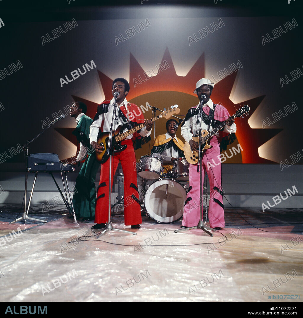 Soulful Dynamics, Olu Igenuma, Frederik Anderson, Benjamin Mason, Ernest JG Clinton, music group from Liberia, TV appearance in Germany, circa 1970.