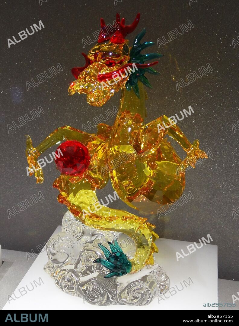 Swarovski Crystal Dragon. Swarovski is an Austrian producer of luxury cut lead glass. Founded by Daniel Swarovski (1862-1956). Dated 2014.