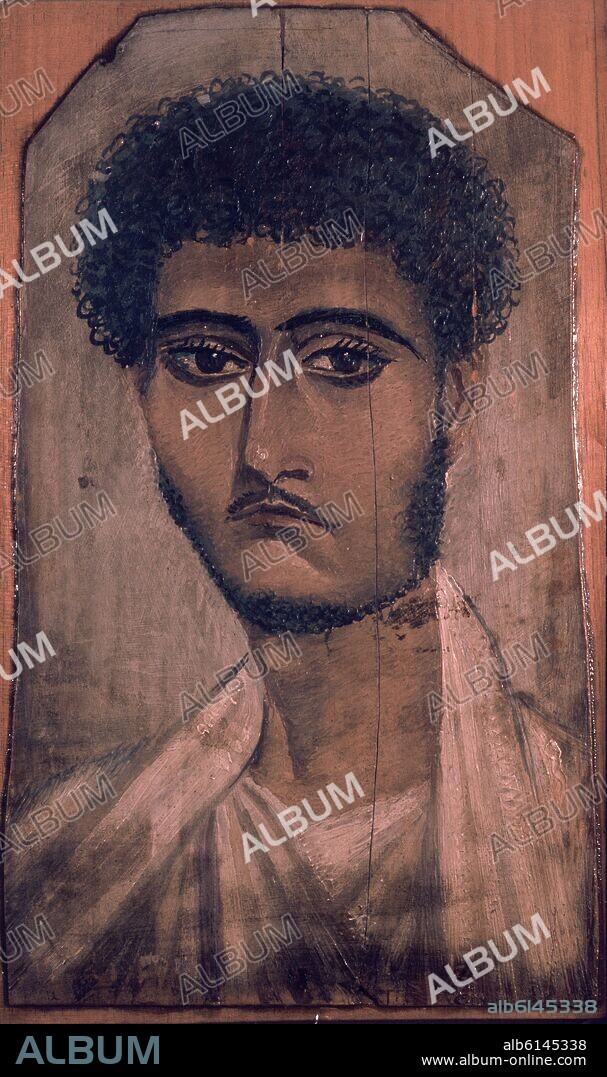 RETRATO DE UNA MOMIA DE EL-FAYUM - ARTE ROMANO - PROCEDENTE DE EL-FAYUM (EGIPTO) - (I-III DC).