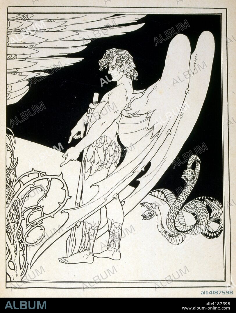 A Giant Angel from the book Judah illustrated by Ephraim Moses Lilien (1874-1925). Lilian is considered as the father of Zionist iconography, created in the Jugendstil (German art nouveau) style.  He illustrated' Juda' (1900), a book of biblical poetry by a Christian friend, Borries Freiherr von Munchausen.'.