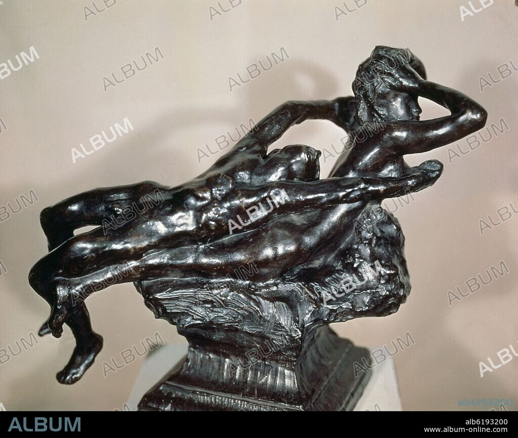 AUGUSTE RODIN (1840-1917). FUGIT AMOR - 1886 - BRONCE - Alt. 38,8; Anch. 46 cm.