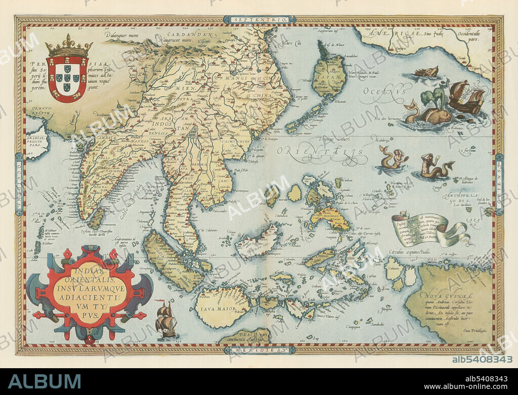 India. Indien. Theatrum Orbis Terrarum (Theatre of the World) is considered to be the first true modern atlas. Written by Abraham Ortelius and originally printed on May 20, 1570, in Antwerp, it consisted of a collection of uniform map sheets and sustaining text bound to form a book for which copper printing plates were specifically engraved. The Ortelius atlas is sometimes referred to as the summary of 16th cartography and the first time that the entirety of Western European knowledge of the world was brought together in one book. Most of the maps were admittedly reproductions, and many discrepancies of delineation or nomenclature occur. From its original 70 maps and 87 bibliographic references in the first edition (1570), the atlas grew through its 31 editions to encompass 183 references and 167 maps in 1612.